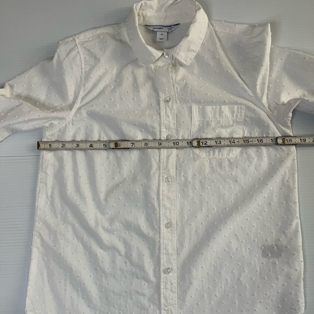 White Swiss Dot Button-Up Shirt XS - Picture 6 of 9